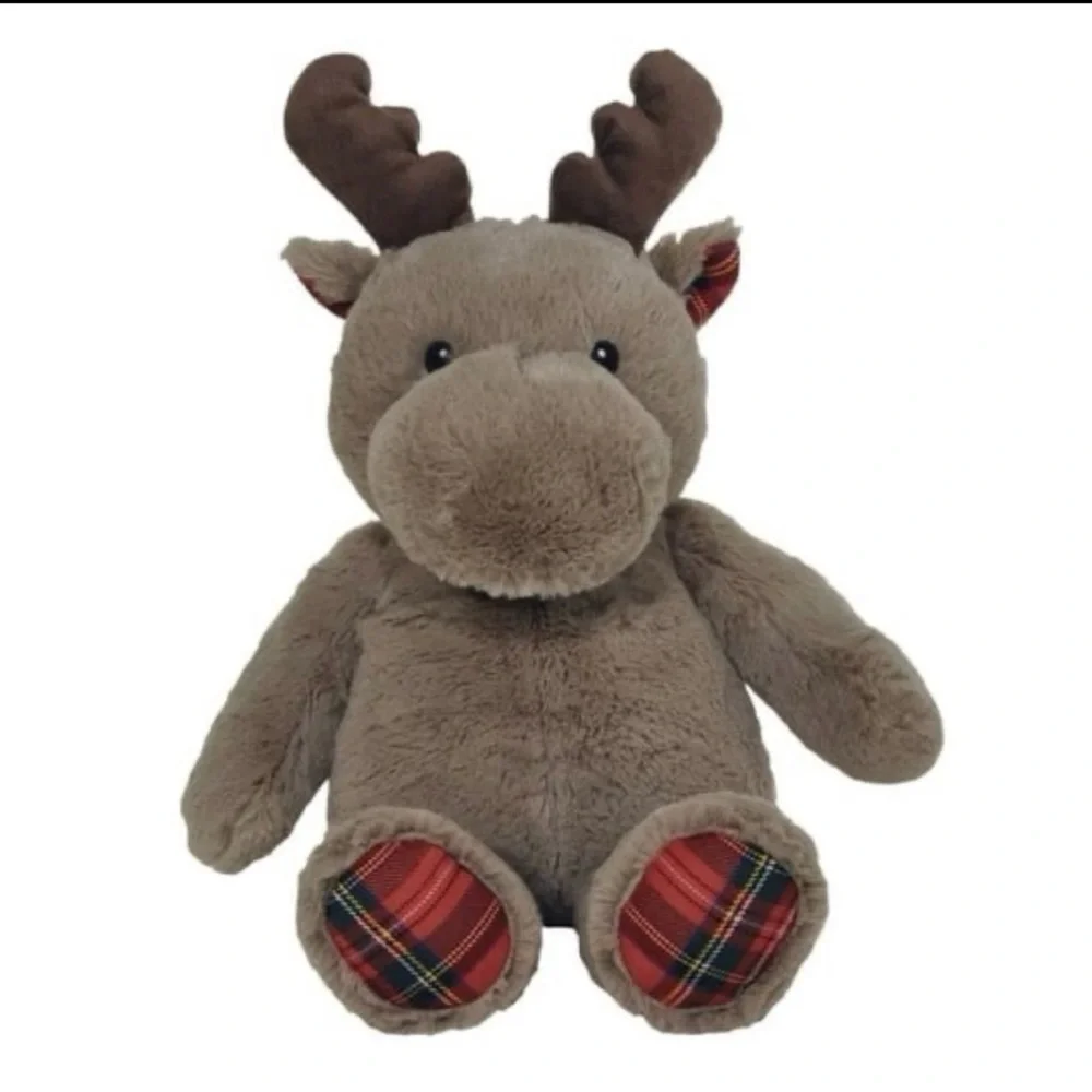 Cloud B Plush Brown Moose Holiday Plaid Soft Stuffed Dreamy Hugginz